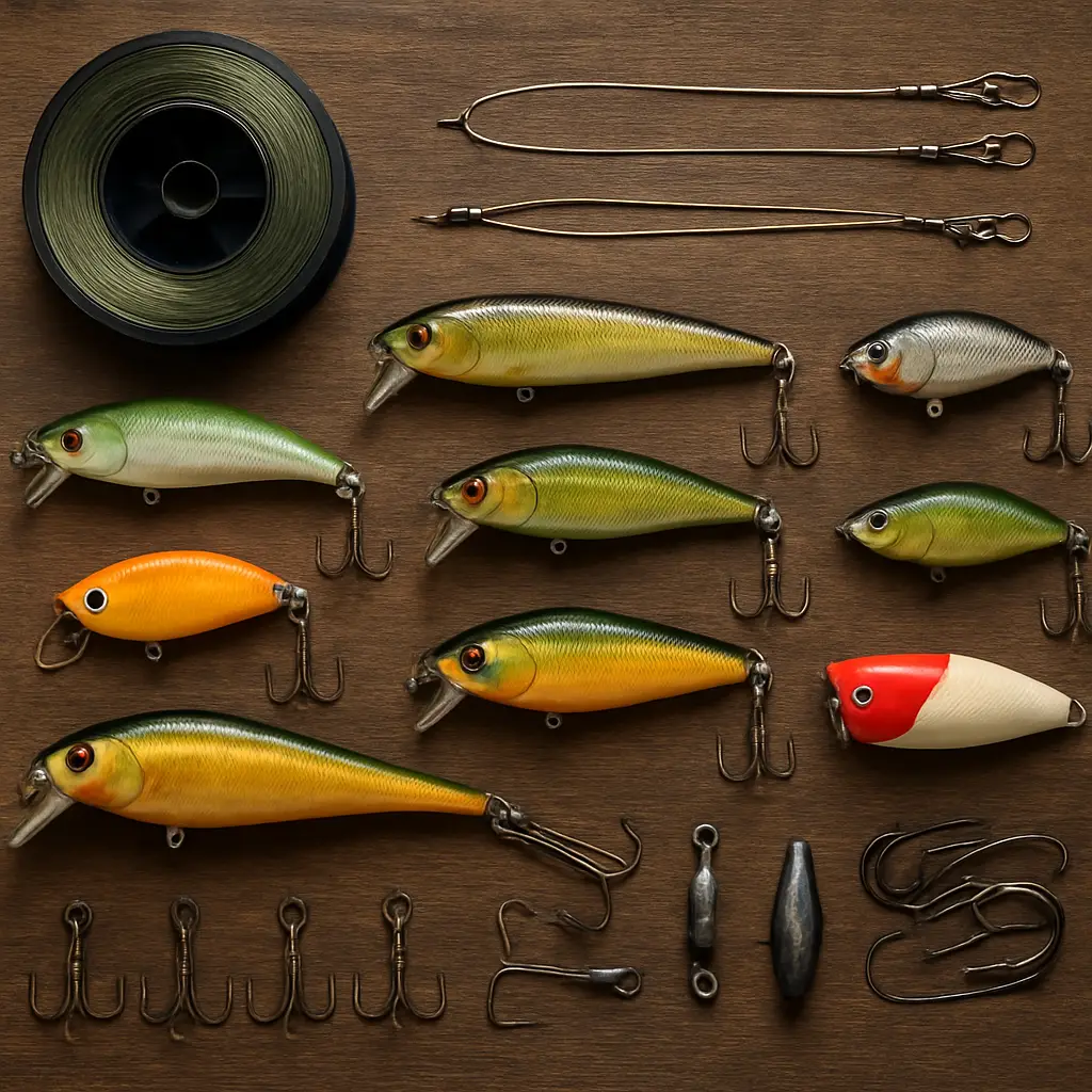 Fishing lure selection with line leaders hooks and terminal tackle in Canada