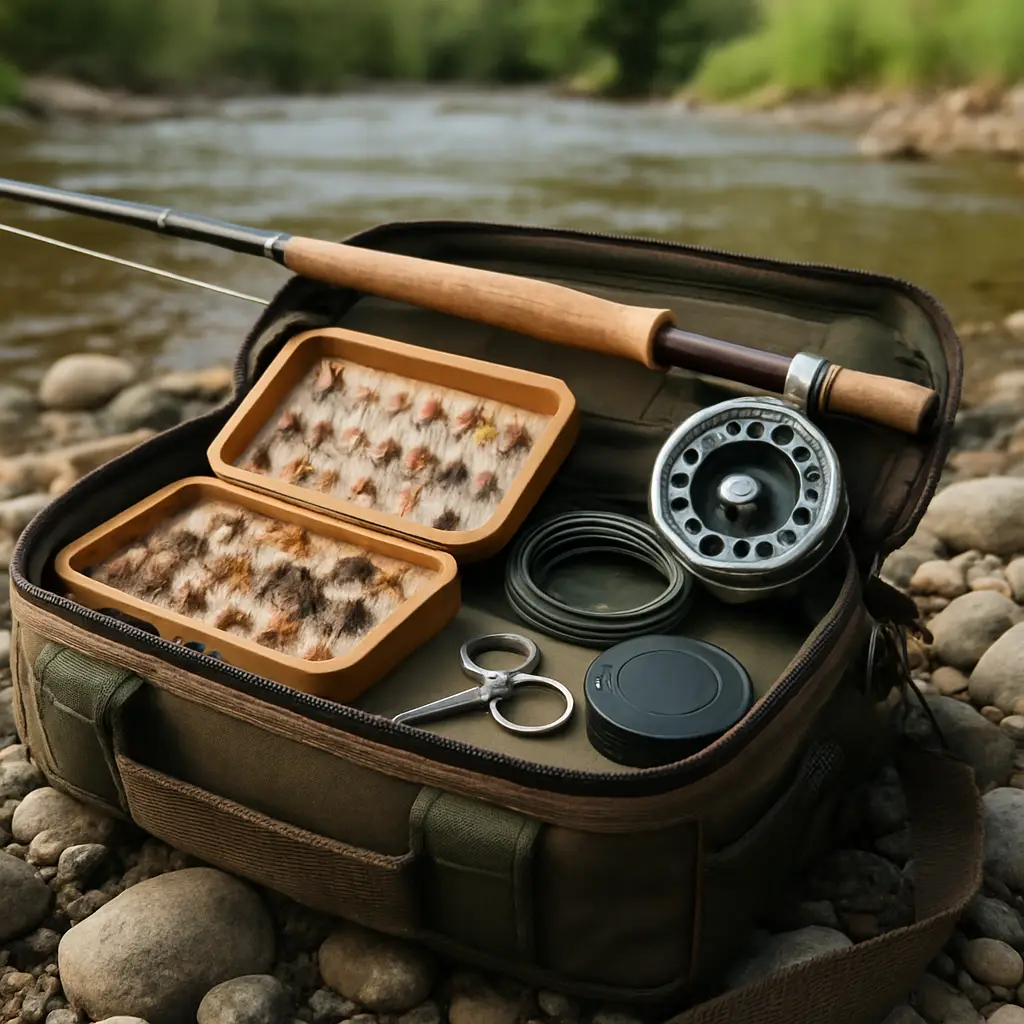 Organized fly fishing gear and accessories for Canadian anglers