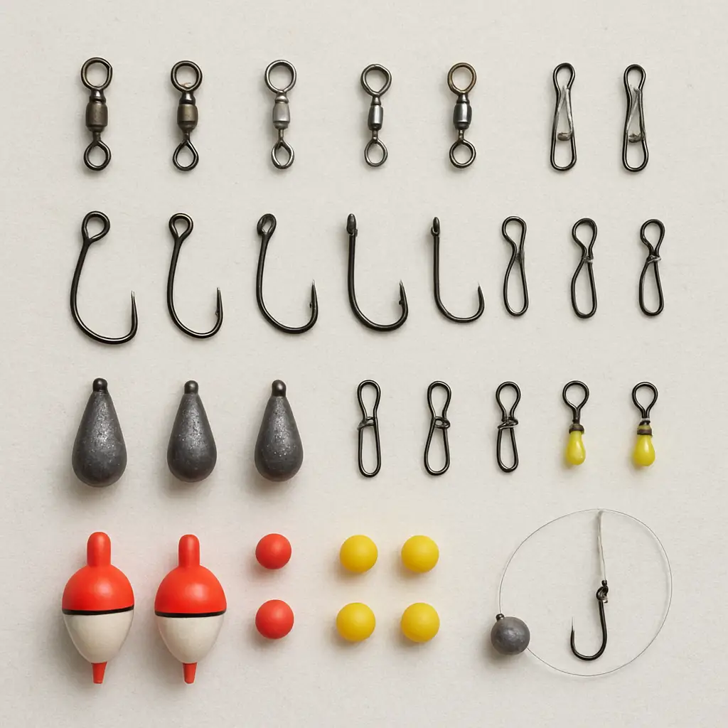 Terminal tackle in Canada with hooks weights swivels snaps beads and rigs